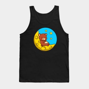 Cute Bear Sleeping On Moon Tank Top